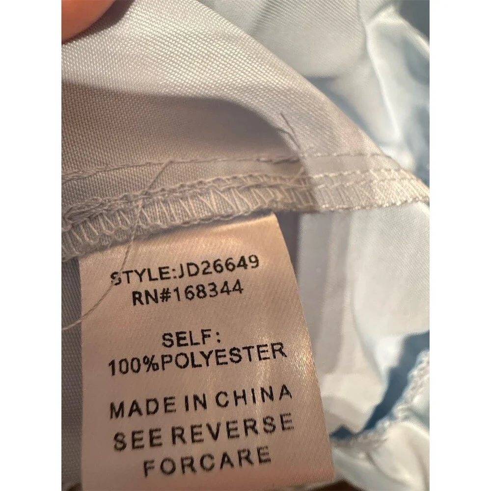 J.nna NWT Dress Womens Size L Light Blue Smocked Tie Strap Ruffle Hem Mini - Picture 6 of 7